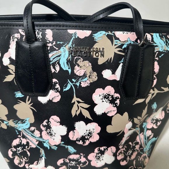 Kenneth Cole Reaction Black and Pink Floral Tote Bag - Picture 2 of 6